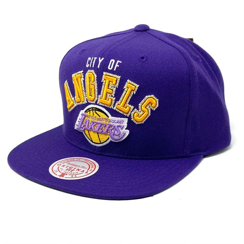 Los Angeles Lakers City of Angels Men’s Mitchell & Ness Purple NBA Zig Zag Snapback Hat