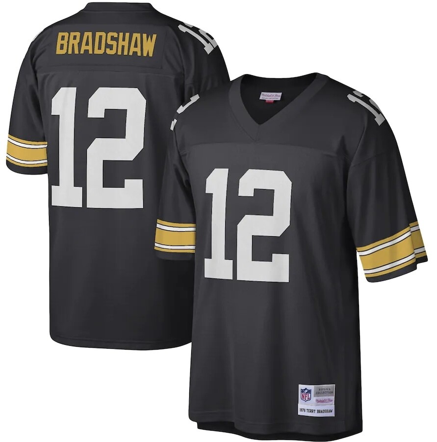 Pittsburgh Steelers Terry Bradshaw 1976 Black Mitchell & Ness Men's Legacy Jersey