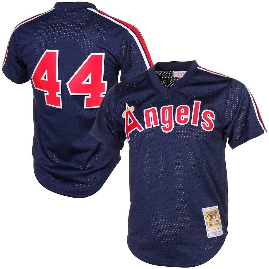 Los Angeles Angels Reggie Jackson 1984 Men's Blue Mitchell & Ness Mesh Jersey