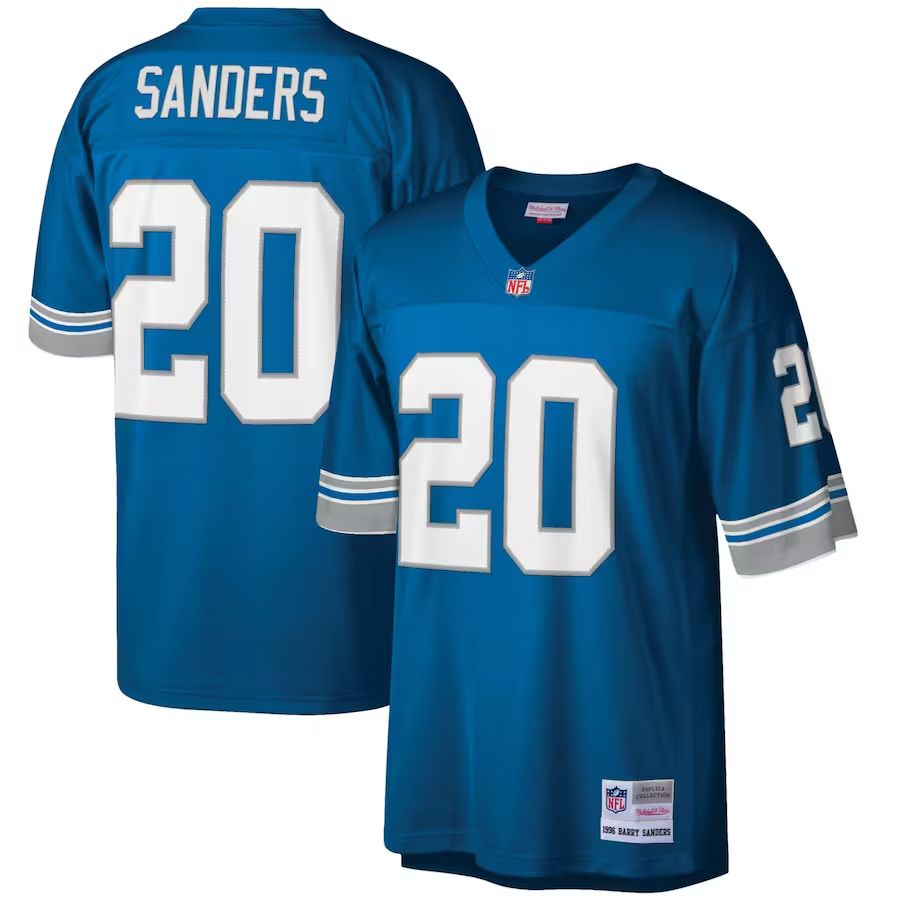 Detroit Lions Barry Sanders 1996 Blue Mitchell & Ness Men's Legacy Jersey Detroit Lions Barry Sanders 1996 Blue Mitchell & Ness Men's Legacy Jersey