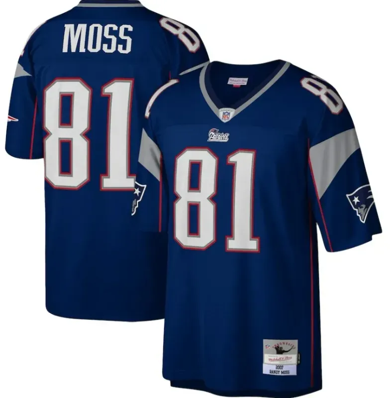New England Patriots Randy Moss 2007 Blue Mitchell & Ness Men's Legacy Jersey New England Patriots Randy Moss 2007 Blue Mitchell & Ness Men's Legacy Jersey