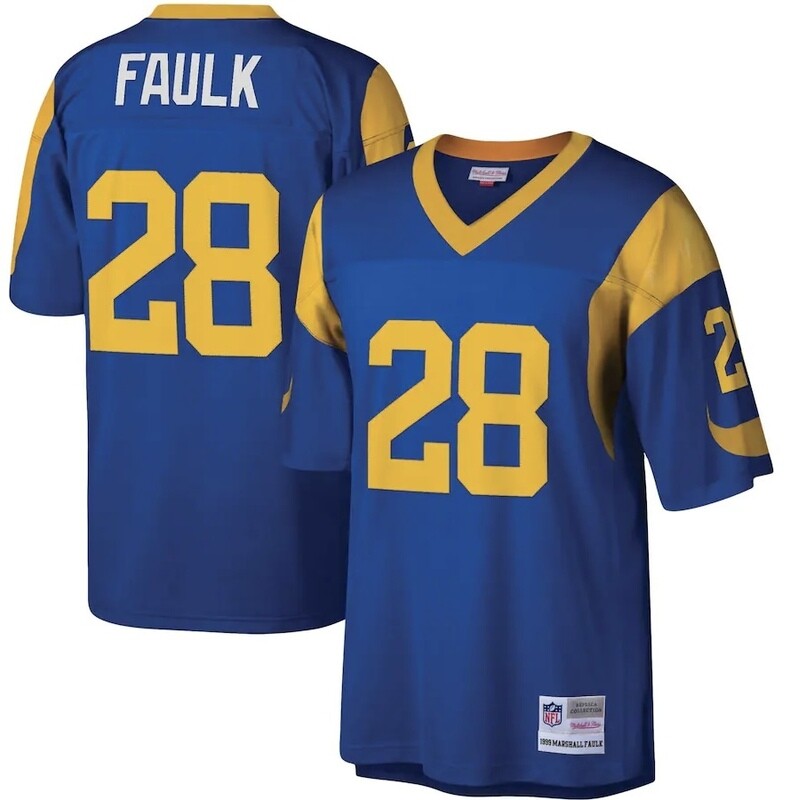 Los Angeles Rams Marshall Faulk 1999 Royal Blue Mitchell & Ness Men's Legacy Jersey Los Angeles Rams Marshall Faulk 1999 Royal Blue Mitchell & Ness Men's Legacy Jersey