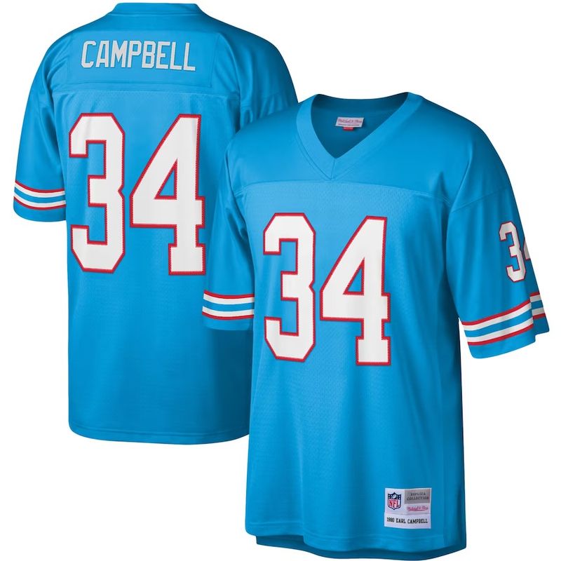 Houston Oilers Earl Campbell 1980 Blue Mitchell & Ness Men's Legacy Jersey Houston Oilers Earl Campbell 1980 Blue Mitchell & Ness Men's Legacy Jersey