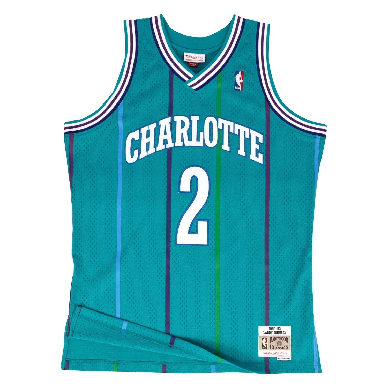 Charlotte Hornets Larry Johnson 1992-93 Men's Teal Mitchell & Ness Swingman Jersey
