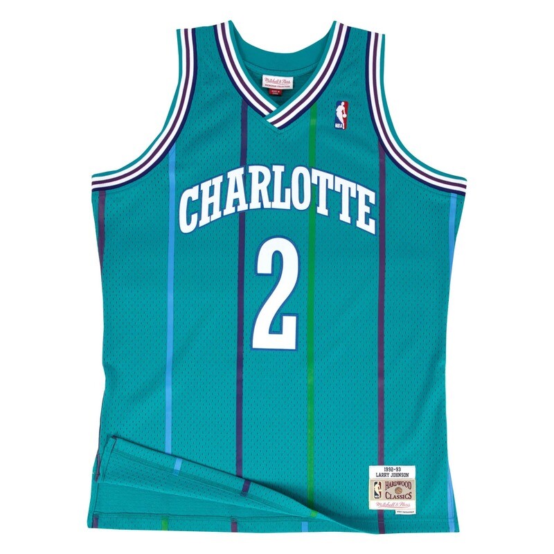 Charlotte Hornets Larry Johnson 1992-93 Men's Teal Mitchell & Ness Swingman Jersey