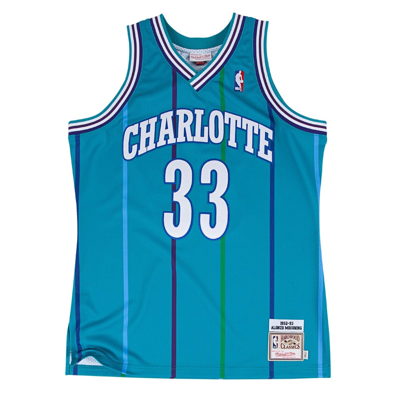 Charlotte Hornets Alonzo Mourning 1992-93 Men's Teal Mitchell & Ness Swingman Jersey