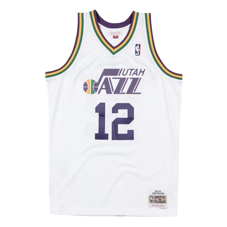 Utah Jazz John Stockton 1991-92 Men's White Mitchell & Ness Swingman Jersey