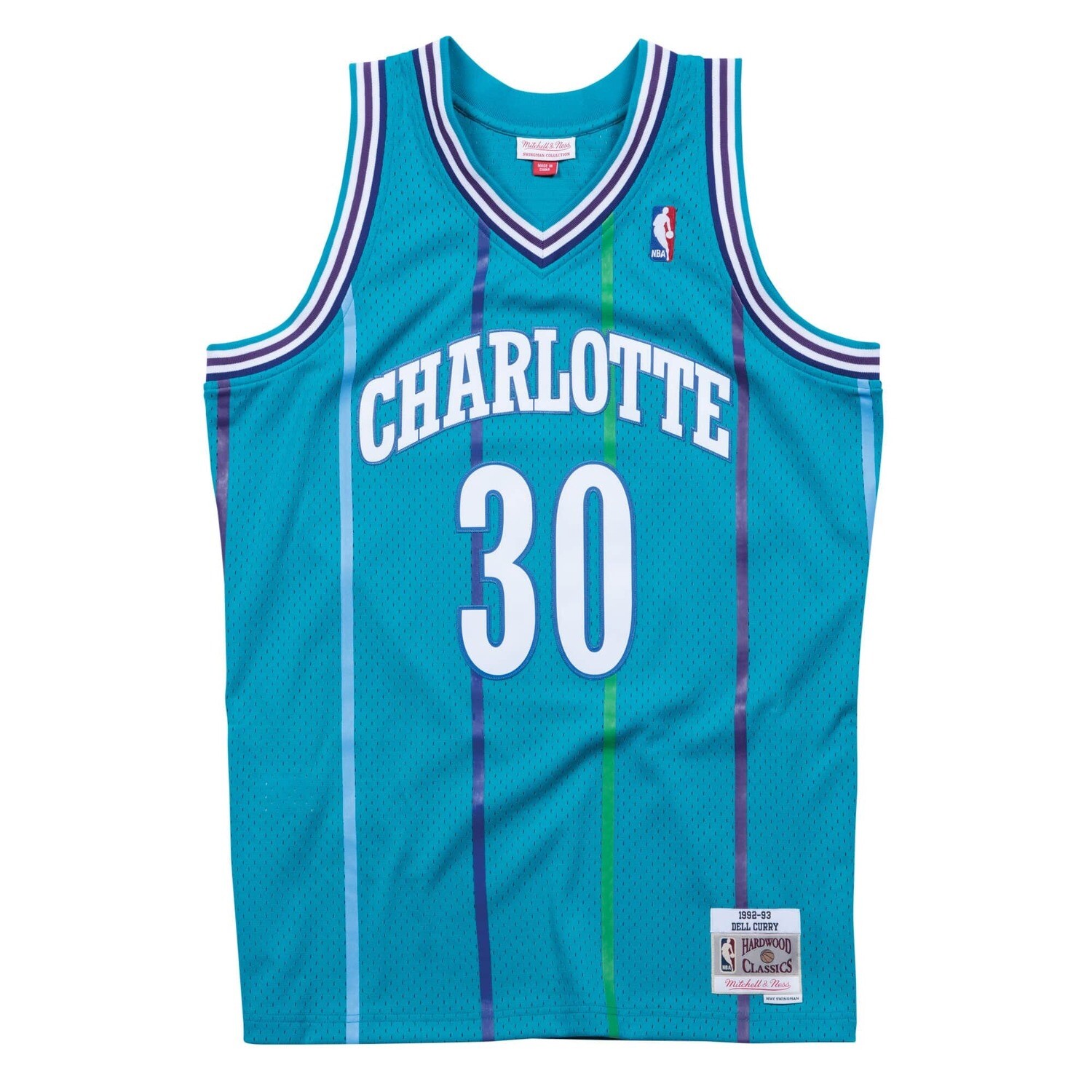 Charlotte Hornets Dell Curry 1992-93 Men's Teal Mitchell & Ness Swingman Jersey