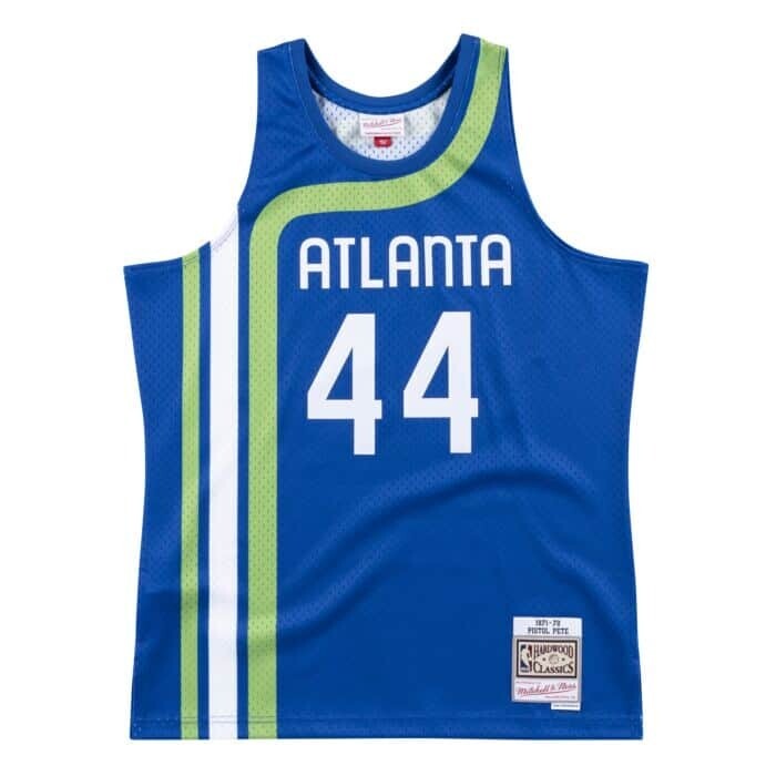 Atlanta Hawks Pistol Pete Maravich 1971-72 Men's Blue Mitchell & Ness Swingman Jersey