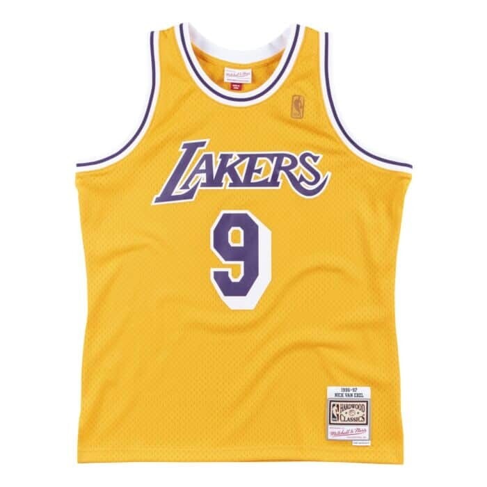 Los Angeles Lakers Nick Van Exel 1996-97 Men's Yellow Mitchell & Ness Swingman Jersey