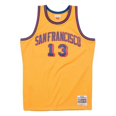 San Francisco Warriors Wilt Chamberlain 1962-63 Men's Yellow Mitchell & Ness Swingman Jersey