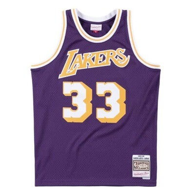 Los Angeles Lakers Kareem Abdul-Jabbar 1983-84 Men's Purple Mitchell & Ness Swingman Jersey