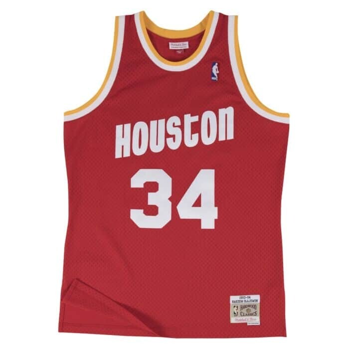 Houston Rockets Hakeem Olajuwon 1993-94 Men's Red Mitchell & Ness Swingman Jersey