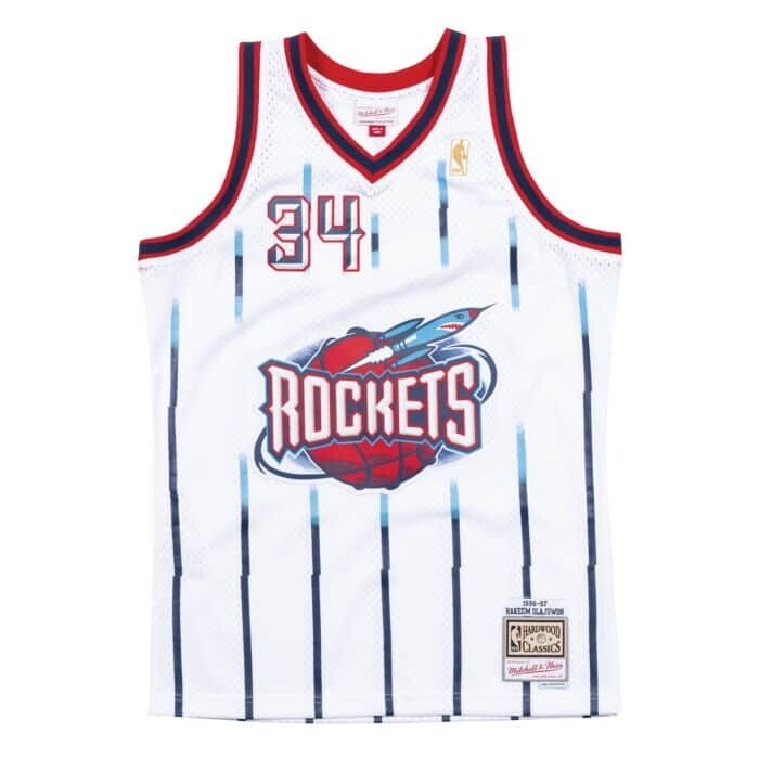 Houston Rockets Hakeem Olajuwon 1996-97 Men's White Mitchell & Ness Swingman Jersey