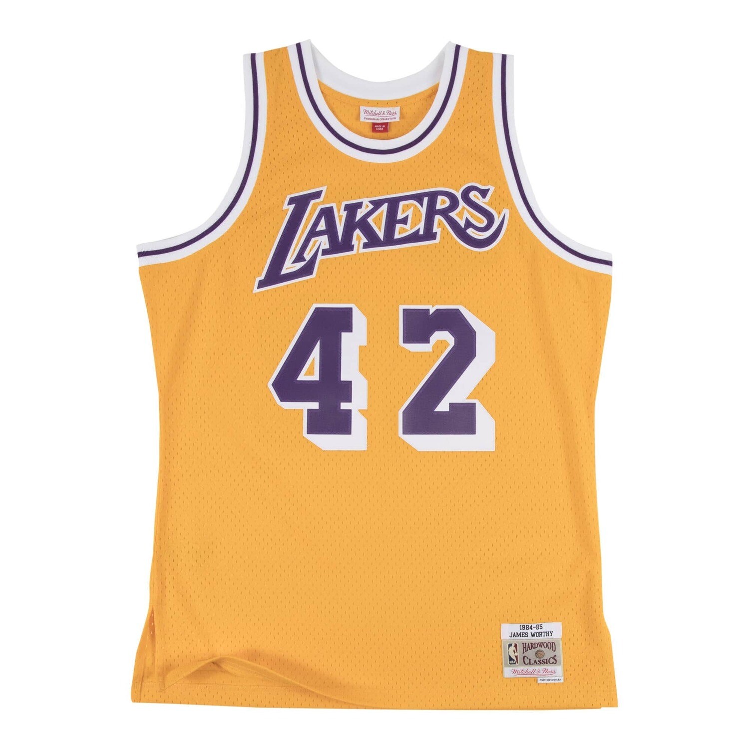 Los Angeles Lakers James Worthy 1984-85 Men's Yellow Mitchell & Ness Swingman Jersey