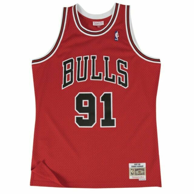 Chicago Bulls Dennis Rodman 1997-98 Men's Red Mitchell & Ness Swingman Jersey Chicago Bulls Dennis Rodman 1997-98 Men's Red Mitchell & Ness Swingman Jersey