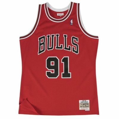 Chicago Bulls Dennis Rodman 1997-98 Men's Red Mitchell & Ness Swingman Jersey Chicago Bulls Dennis Rodman 1997-98 Men's Red Mitchell & Ness Swingman Jersey