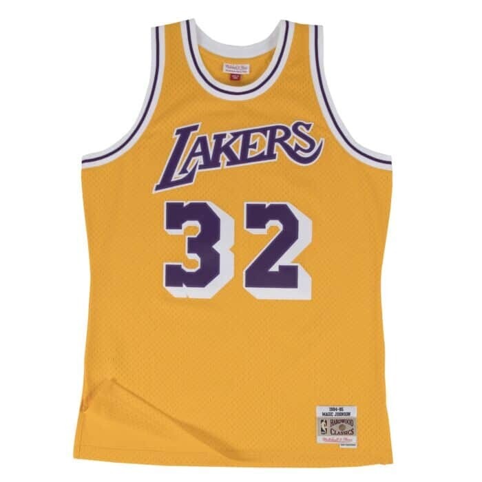 Los Angeles Lakers Magic Johnson 1984-85 Men's Yellow Mitchell & Ness Swingman Jersey