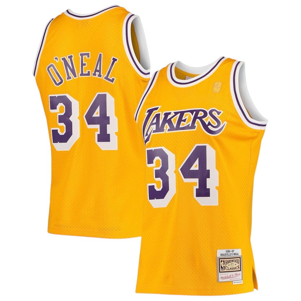 Los Angeles Lakers Shaquille O'Neal 1996-97 Men's Yellow Mitchell & Ness Swingman Jersey
