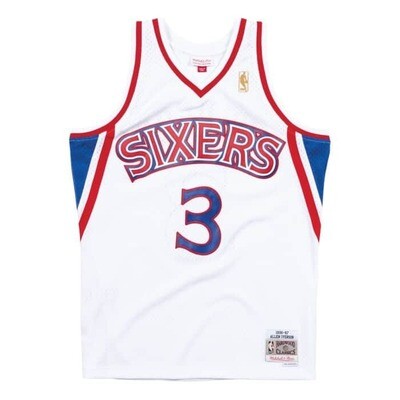 Philadelphia 76ers Allen Iverson 1996-97 Men's White Mitchell & Ness Swingman Jersey Philadelphia 76ers Allen Iverson 1996-97 Men's White Mitchell & Ness Swingman Jersey