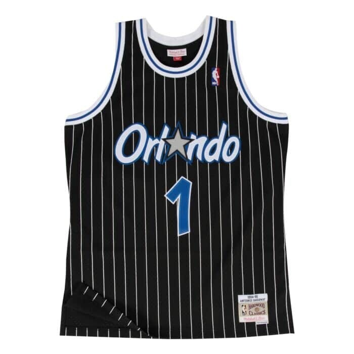 Orlando Magic Anfernee Hardaway 1994-95 Men's Black Pinstripe Mitchell & Ness Swingman Jersey