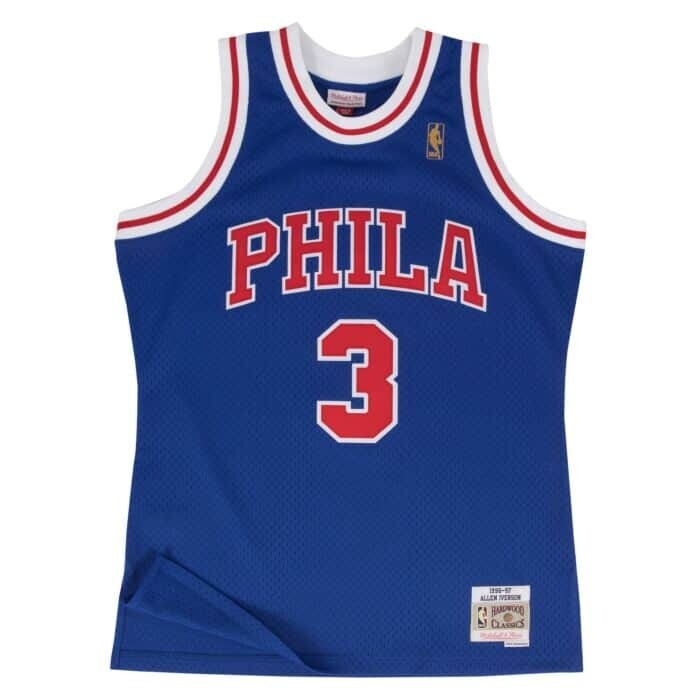 Philadelphia 76ers Allen Iverson 1996-97 Men's Blue Mitchell & Ness Swingman Jersey Philadelphia 76ers Allen Iverson 1996-97 Men's Blue Mitchell & Ness Swingman Jersey