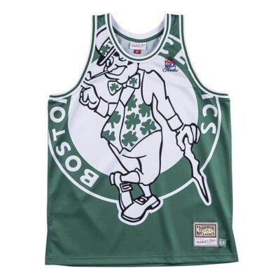 Boston Celtics Menโs Mitchell & Ness Hardwood Classics Big Face Jersey Tank Top Boston Celtics Menโs Mitchell & Ness Hardwood Classics Big Face Jersey Tank Top