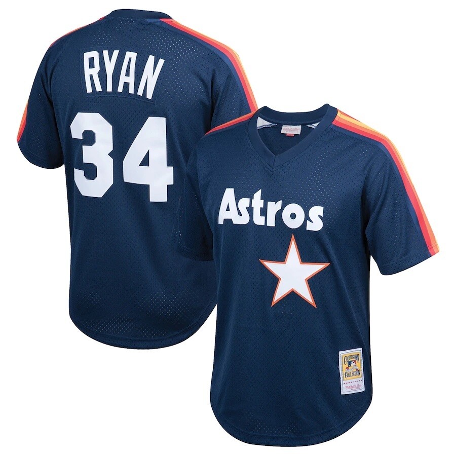 Houston Astros Nolan Ryan 1988 Men's Blue Mitchell & Ness Mesh Jersey Houston Astros Nolan Ryan 1988 Men's Blue Mitchell & Ness Mesh Jersey