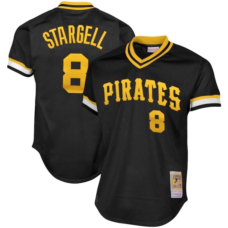Pittsburgh Pirates Willie Stargell 1982 Men's Black Mitchell & Ness Mesh Jersey Pittsburgh Pirates Willie Stargell 1982 Men's Black Mitchell & Ness Mesh Jersey