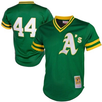 Athletics Reggie Jackson 1987 Men's Green Mitchell & Ness Mesh Jersey Athletics Reggie Jackson 1987 Men's Green Mitchell & Ness Mesh Jersey