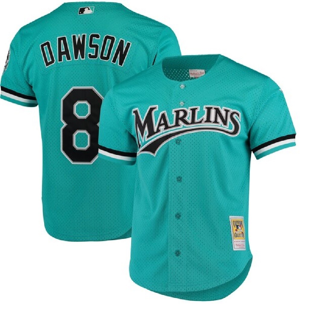 Florida Marlins Andre Dawson 1995 Men's Teal Mitchell & Ness Mesh Jersey Florida Marlins Andre Dawson 1995 Men's Teal Mitchell & Ness Mesh Jersey