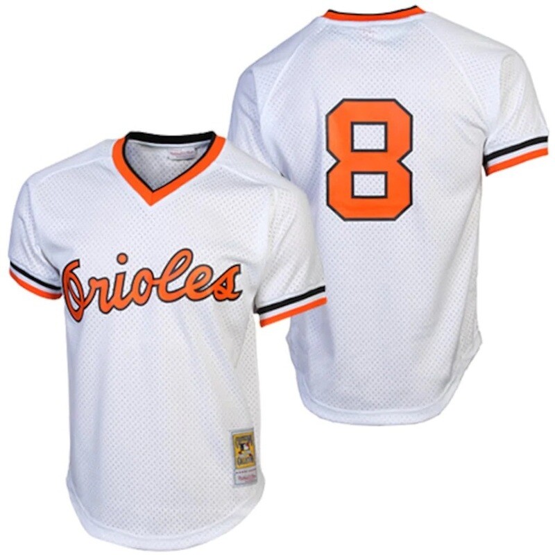 Baltimore Orioles Cal Ripken Jr. 1985 Men's White Mitchell & Ness Mesh Jersey Baltimore Orioles Cal Ripken Jr. 1985 Men's White Mitchell & Ness Mesh Jersey