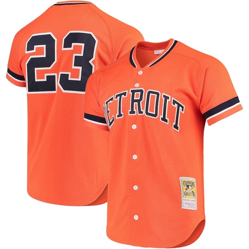 Detroit Tigers Kirk Gibson 1993 Men's Orange Mitchell & Ness Mesh Full Button Up Jersey