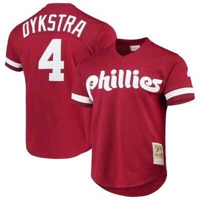 Philadelphia Phillies Lenny Dykstra 1991 Men's Maroon Mitchell & Ness Mesh Jersey Philadelphia Phillies Lenny Dykstra 1991 Men's Maroon Mitchell & Ness Mesh Jersey