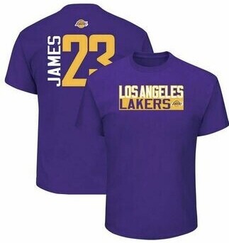 Los Angeles Lakers LeBron James Men's Majestic Name and Number T-shirt Los Angeles Lakers LeBron James Men's Majestic Name and Number T-shirt