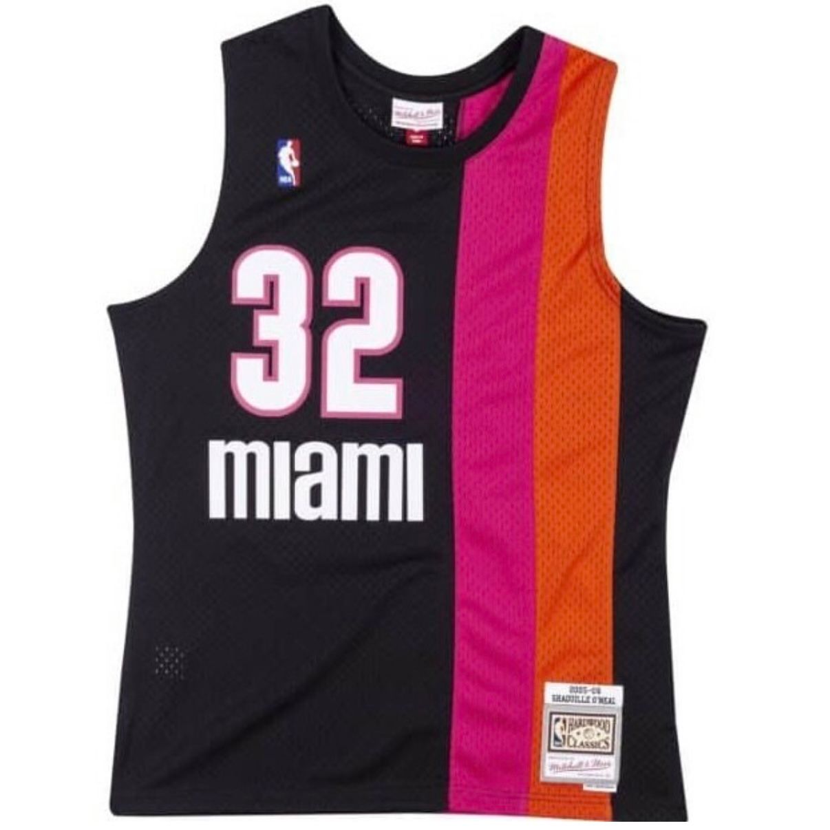Miami Heat Shaquille O'Neal 2005-06 Men's Black, Pink & Orange Mitchell & Ness Swingman Jersey