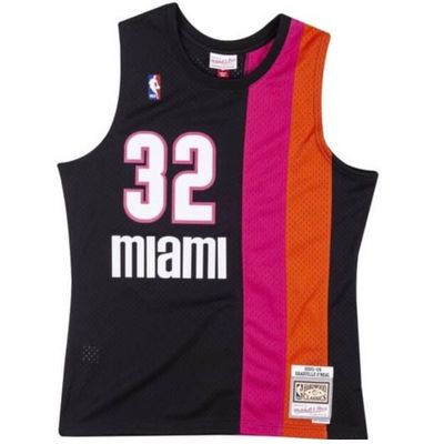 Miami Heat Shaquille O'Neal 2005-06 Men's Black, Pink & Orange Mitchell & Ness Swingman Jersey