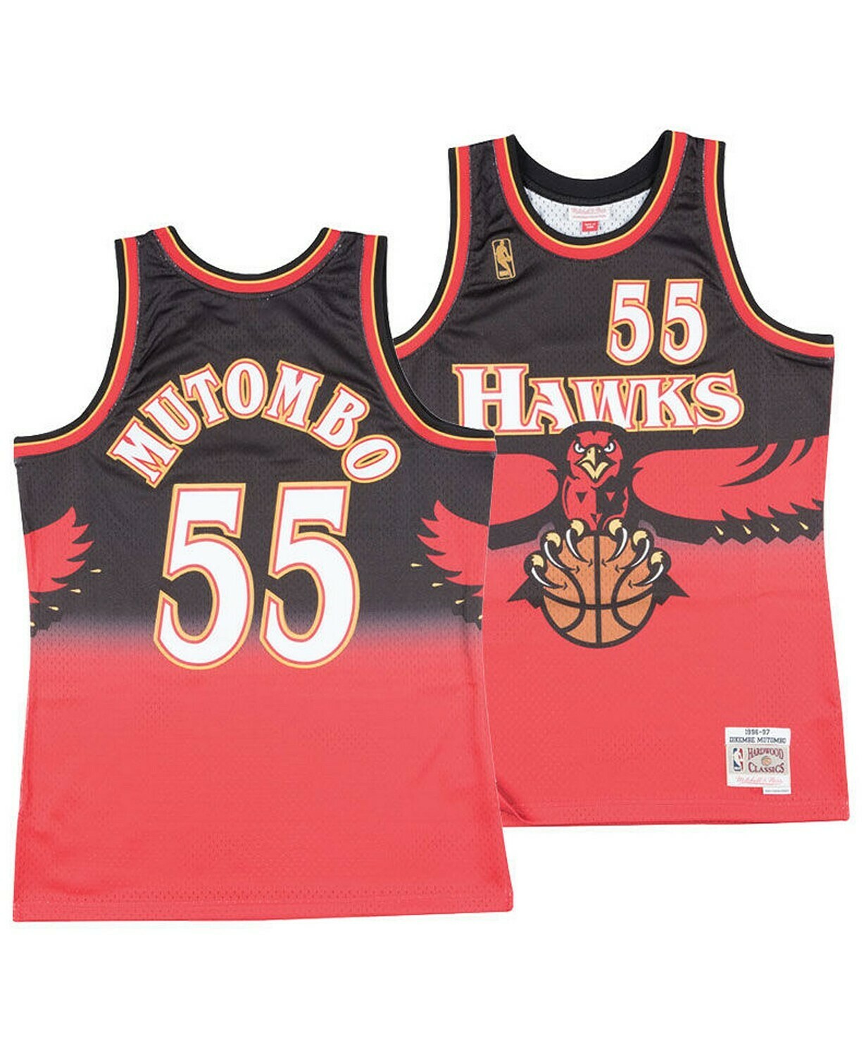Atlanta Hawks Dikembe Mutombo 1996-97 Men's Black/Red Mitchell & Ness Swingman Jersey