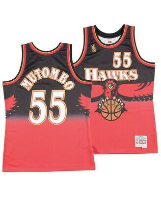 Atlanta Hawks Dikembe Mutombo 1996-97 Men's Black/Red Mitchell & Ness Swingman Jersey