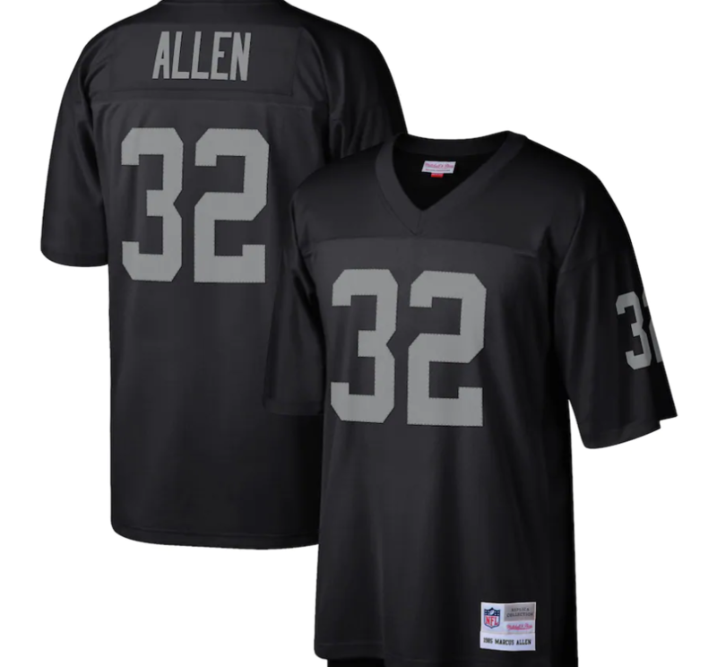 Las Vegas Raiders Marcus Allen 1985 Black Mitchell & Ness Men's Legacy Jersey Las Vegas Raiders Marcus Allen 1985 Black Mitchell & Ness Men's Legacy Jersey