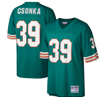 Miami Dolphins Larry Csonka 1972 Aqua Mitchell & Ness Men's Legacy Jersey