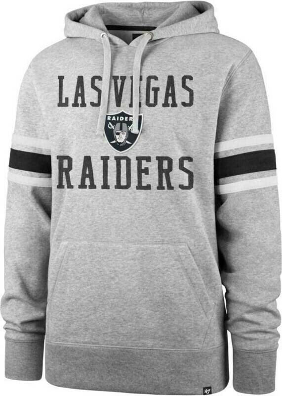 Las Vegas Raiders Men's 47 Brand Legacy Striped Sleeve Hoodie Las Vegas Raiders Men's 47 Brand Legacy Striped Sleeve Hoodie