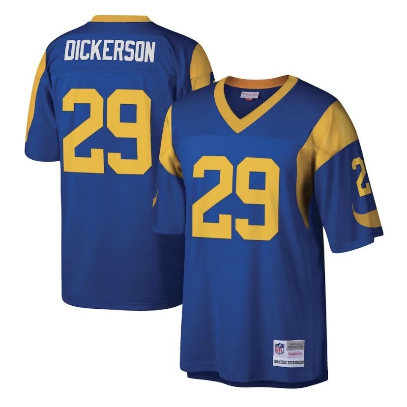 Los Angeles Rams Eric Dickerson 1984 Royal Blue Throwback Mitchell & Ness Men's Legacy Jersey Los Angeles Rams Eric Dickerson 1984 Royal Blue Throwback Mitchell & Ness Men's Legacy Jersey
