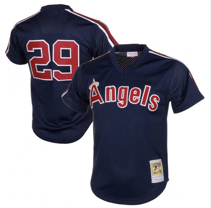 Los Angeles Angels Rod Carew 1984 Blue Men's Mitchell & Ness Mesh Jersey Los Angeles Angels Rod Carew 1984 Blue Men's Mitchell & Ness Mesh Jersey