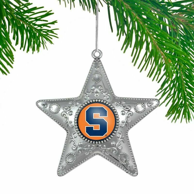 Syracuse Orange Silver Star Ornament Set of 2 Syracuse Orange Silver Star Ornament Set of 2