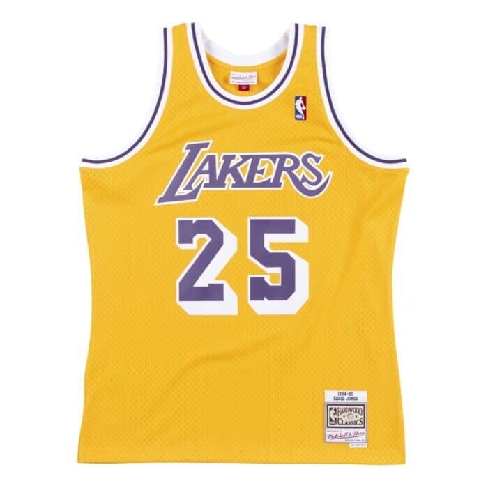 Los Angeles Lakers Eddie Jones 1994-95 Men's Yellow Mitchell & Ness Swingman Jersey