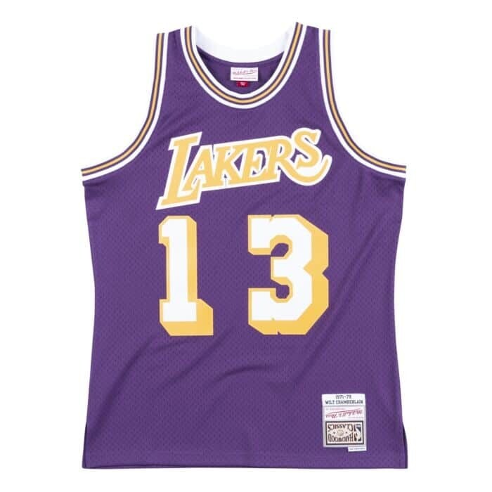 Los Angeles Lakers Wilt Chamberlain 1971-72 Men's Purple Mitchell & Ness Swingman Jersey
