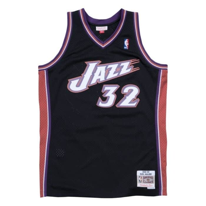 Utah Jazz Karl Malone 1998-99 Men's Black Mitchell & Ness Swingman Jersey