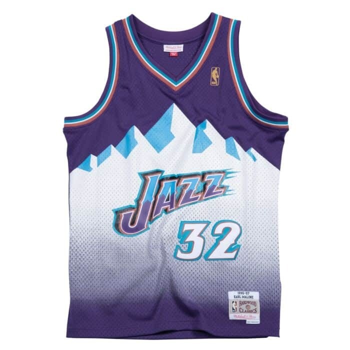 Utah Jazz Karl Malone 1996-97 Men's Purple Mitchell & Ness Swingman Jersey