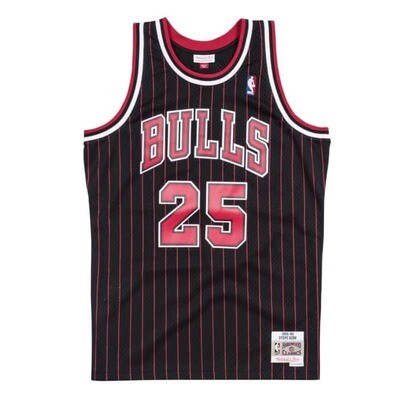 Chicago Bulls Steve Kerr 1995-96 Men's Black Pinstripe Mitchell & Ness Swingman Jersey Chicago Bulls Steve Kerr 1995-96 Men's Black Pinstripe Mitchell & Ness Swingman Jersey